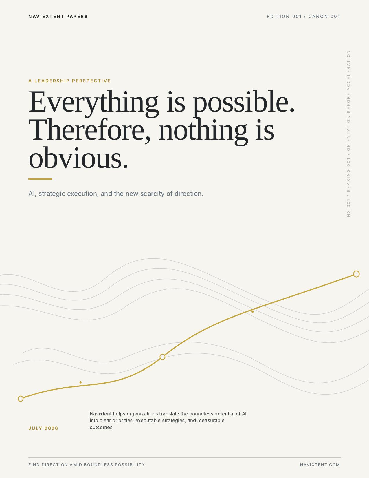 Cover of Navixtent Paper 001, Everything Is Possible. Therefore, Nothing Is Obvious.
