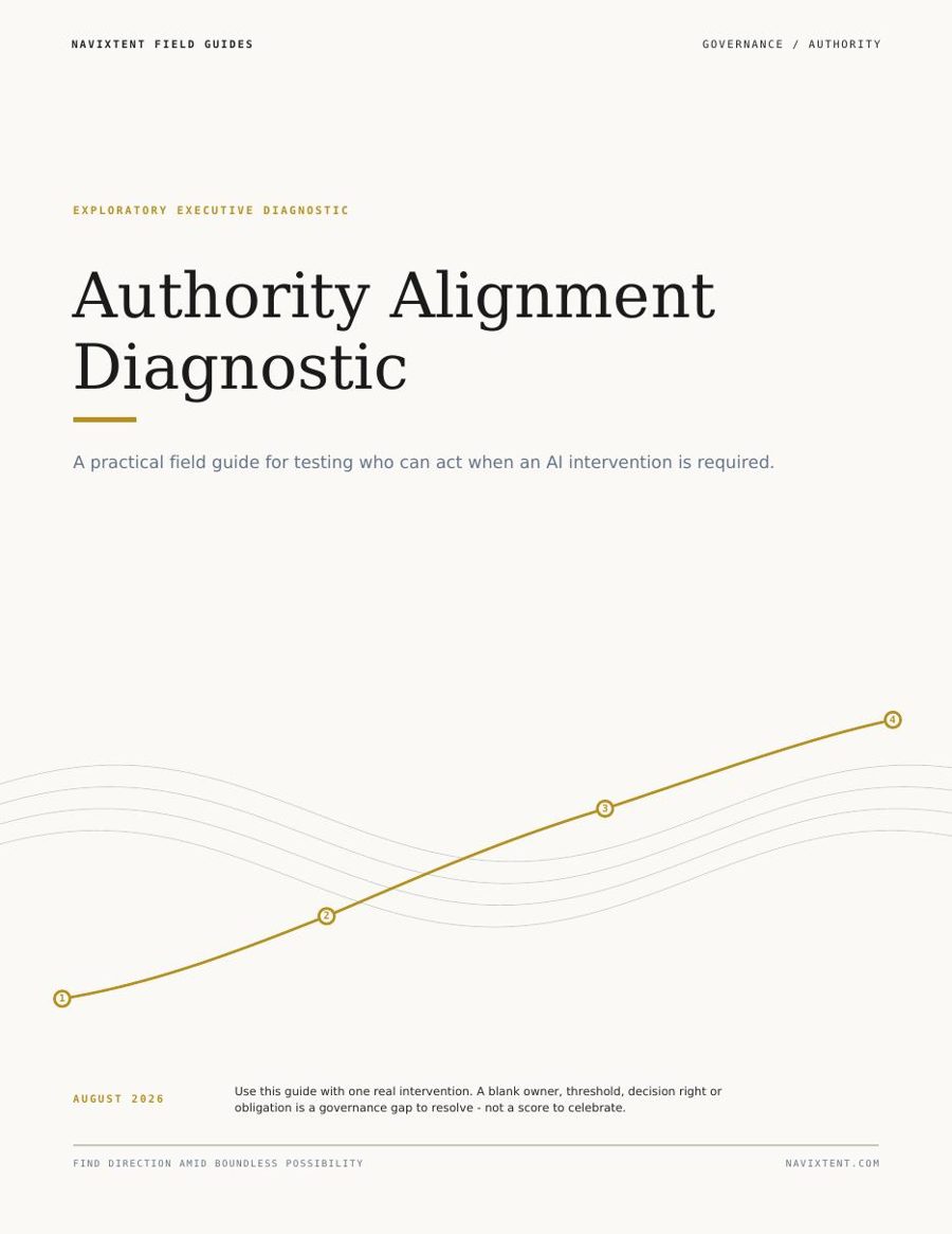 Cover of the Navixtent Authority Alignment Diagnostic field guide, August 2026.